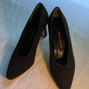 Vintage Evan Picone Black Fabric Pumps 3” Heels